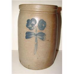BLUE DECORATED STONEWARE CROCK
