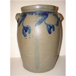 BLUE DECORATED STONEWARE CROCK