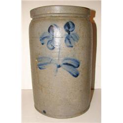 BLUE DECORATED STONEWARE CROCK