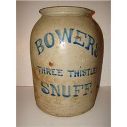 BLUE DECORATED STONEWARE CROCK
