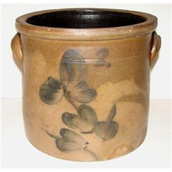 BLUE DECORATED STONEWARE CROCK