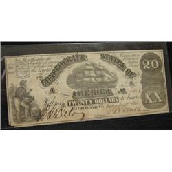 1861 $20 CONFEDERATE NOTE