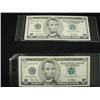 Image 1 : 2 2001 $5 FEDERAL RESERVE NOTES