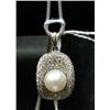 Image 1 : 18K WHITE GOLD DIAMOND & PEARL PENDANT