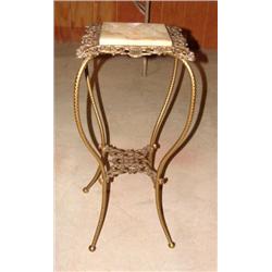 VICTORIAN BRASS & MARBLE PLANT STAND
