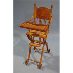 OAK CANE BOTTOM HIGH CHAIR