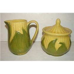 SHAWNEE POTTERY CORN PATTERN SUGAR & CR