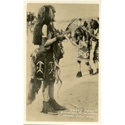 Antique / Vintage Real Photo PC Snake Priest Indian