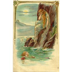 Antique / Vintage Postcard Art Nouveau Bather