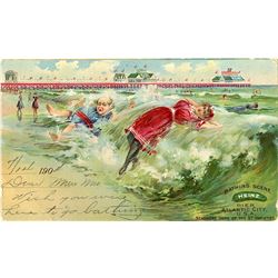 Antique / Vintage Postcard Art Nouveau Bather