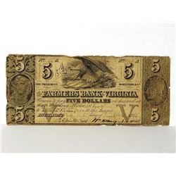 1856 FARMER'S BANK OF VIRGINIA $5 NOTE