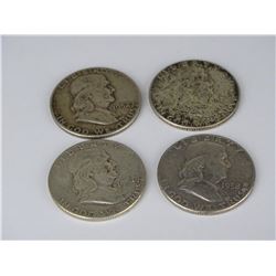 LOT OF 4 1952 FRANKLIN HALF DOLLARS