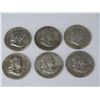 Image 1 : LOT OF 6 FRANKLIN HALF DOLLARS