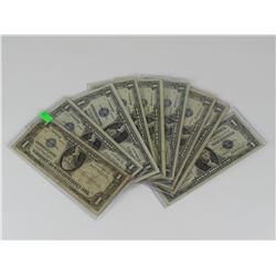 9 U.S. SILVER CERTIFICATES - 1957