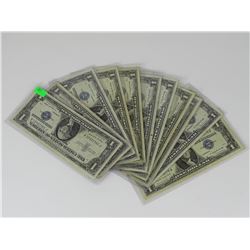 11 U.S. SILVER CERTIFICATES - 1957-A