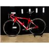 Image 1 : RED BMC STREETRACER SR02 18 SPEED ROAD BIKE WITH HYBRID CLIP PEDALS, FRONT DERAILLEUR CABLE BROKEN,