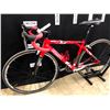 Image 2 : RED BMC STREETRACER SR02 18 SPEED ROAD BIKE WITH HYBRID CLIP PEDALS, FRONT DERAILLEUR CABLE BROKEN,