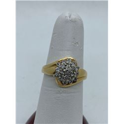 14K LADIES CLUSTER RING WITH DIAMONDS