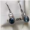 Image 1 : 10K GENIUINE BLUE ZIRCON (2.8CT) WHITE SAPPHIRE (0.5CT) EARRINGS