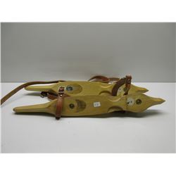 Wood Strap-On Ice Skates with Metal Blades