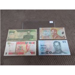 Foreign Currency - Cuba, Dominicana, Thailand & New Zealand