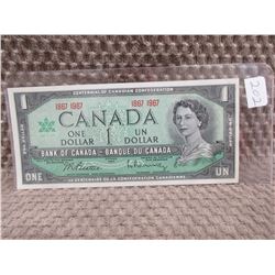 1967 Canadian Centennial 1 Dollar Bill