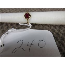 10KT Gold Ring with Red Stone