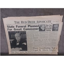 January 25, 1965 Red Deer Advocate "Sir Winston Churchill"