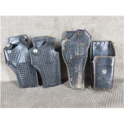 3 Black Handgun Holsters & Radio Holster