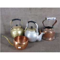 4 Metal Tea Pots