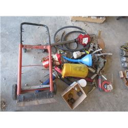 Hand Fuel Slip Tank Pump, Oil Jugs, Grease Gun, Wheel Dolly, Squirt Cans, Fuel Nozzles