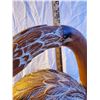 Image 2 : Flamingo Carved in Wood and Brass Sculpture