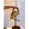 Image 3 : Flamingo Carved in Wood and Brass Sculpture