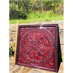 Pair of Decorative Red Metal Wall Hangings