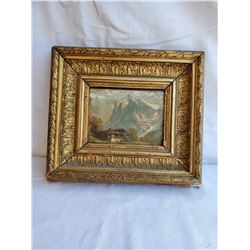 Vintage Landscape Painting "Wetterhorn" in Ornate Gold Gilt Frame