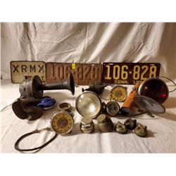 Vintage License Plate and Car Parts