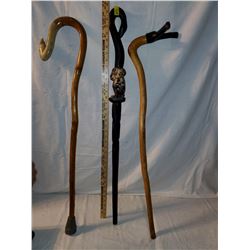 Folk Art Hand Carved Walking Sticks