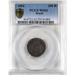 Brazil 1854 200 Reales PCGS Certified MS-62.