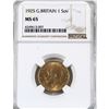 Image 1 : Great Britain 1925 Gold Sovereign NGC Certified MS-65! A pristine coin (22K Fine and contains 0.2354