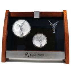 Mexico 2018 Libertad Reverse Proof 2oz & 5oz Fine Silver Coin Set (TAX Exempt). Coins come encapsula