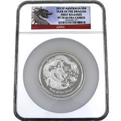 Perth Mint Issue: 2012P Australia 5oz Silver $8 Year of the Dragon NGC PF-70 Ultra Cameo First Relea