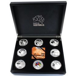 Solomon Island Mint Issue: 2019 $5 Shapes of Australia Fine Silver 8-Coin Set (TAX Exempt). Coins co