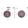 Image 1 : United States 1853 25-cent Arrows + Rays in Fine & 1854 in VF Seated Liberty 25-cent.
