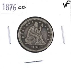 United States 1876-CC 25-cent Seated Liberty in VF condition.
