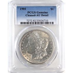 United States Silver $1 1901 PCGS Certified Genuine AU-Detail - Cleaned. *Semi Key Date*