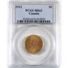 Image 1 : Canada 1912 $5 Gold PCGS Certified MS-62. A nice first year issue $5 Gold coin (.900 Fine and contai
