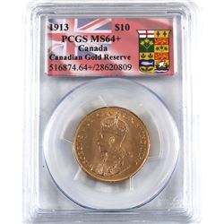 Canada 1913 $10 Gold Reserve PCGS Certified MS-64+