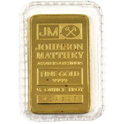 Vintage Johnson Matthey 1/4oz Fine Gold Bar (TAX Exempt). Serial #004295. Bar comes sealed in origin