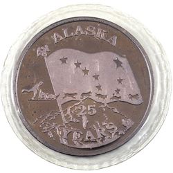 Scarce Vintage 1oz Fine Silver Johnson Matthey Alaska 25 Years Commemorative Proof Round! Beautiful