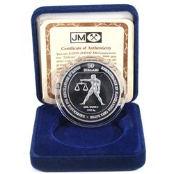 Scarce Johnson Matthey $50 Timothy Eaton Zodiac Libra 1oz Fine Silver Round (TAX Exempt). Serial #00